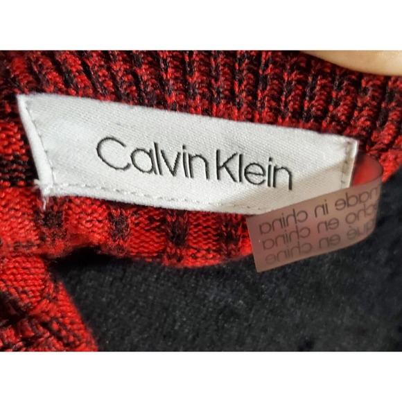 Calvin Klein Women's Red Acrylic Round Neck Long Sleeve Pullover Sweater Size S - Picture 7 of 11